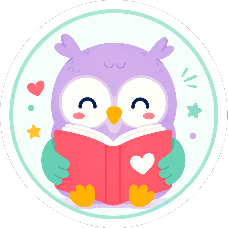 Mascote oficial: corujinha lendo um livro